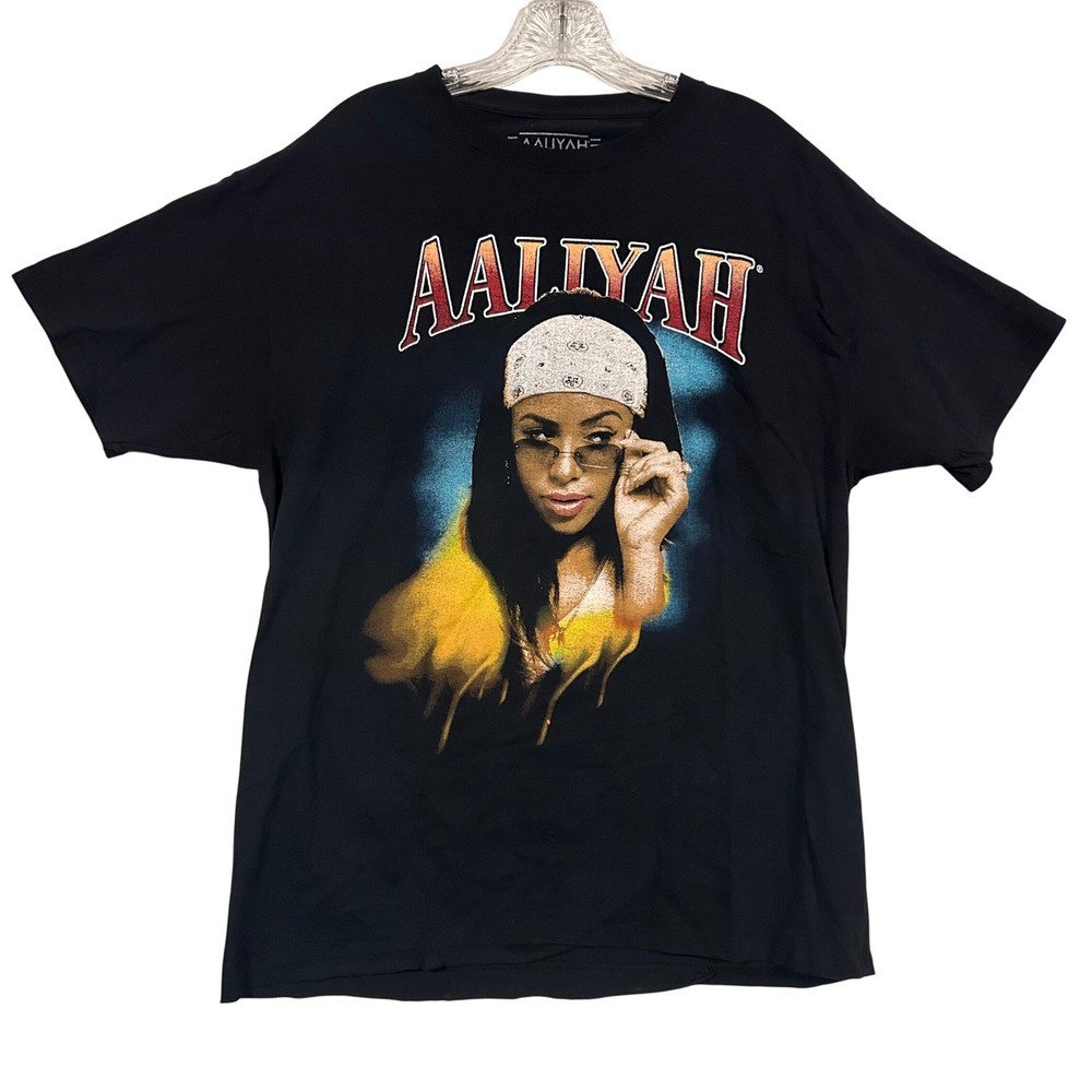 Aaliyah Graphic T-Shirt Black XL Short Sleeve Cotton R&B Music Artist Tee